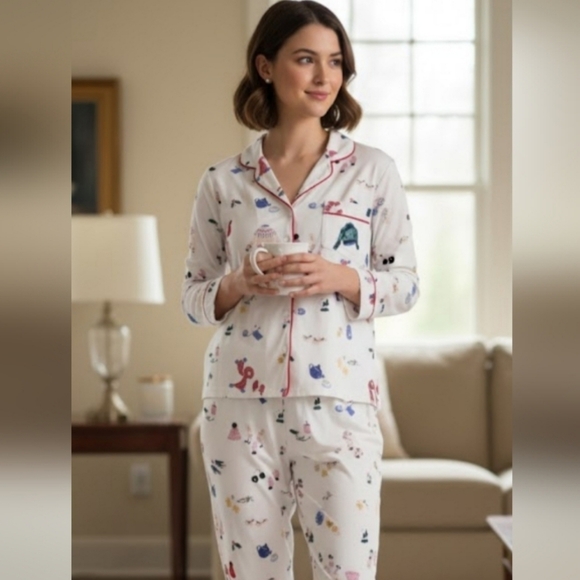 NEW! Kate Spade White Pajama Set Sz Small NWT 105